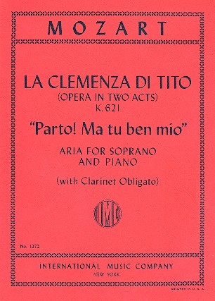 Parto ma tu ben mio (Aria) for soprano and piano (clarinet obligato)