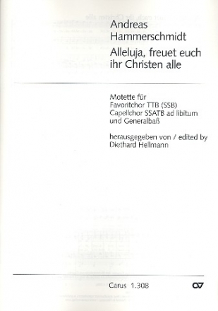 Alleluja freuet euch ihr Christen alle Motette fr Favoritchor (TTB / SSB), Capellchor (SATB) und Bc