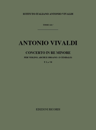 CONCERTO RE MINORE F.I:56 PER VIOLINO, ARCHI E ORGANO (CEMB) PARTITURA