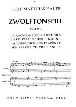 Zwlftonspiel Juli 1956 fr Klavier zu vier Hnden