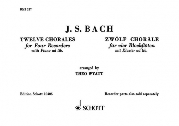 12 chorales for SSAT recorders, piano ad libitum Spielpartitur(en)