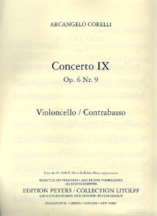 Concerto grosso F-Dur op.6,9 fr 2 Violinen, Violoncello, Streicher und Bc Cello / Bass