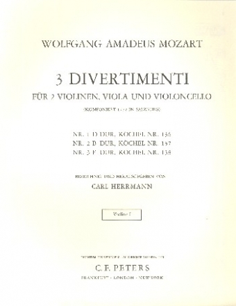 3 Divertimenti KV136, KV137, KV138 fr Streichquartett Violine 1