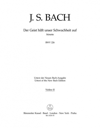 Der Geist hilft BWV226 Motette fr Doppelchor und Orchester Violine 2