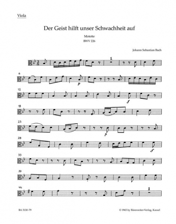 Der Geist hilft BWV226 Motette fr Doppelchor und Orchester Viola