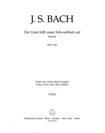 Der Geist hilft BWV226 Motette fr Doppelchor und Orchester Kontrabass/Violone