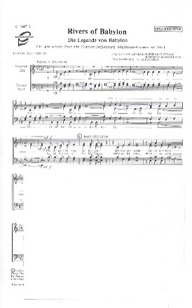 Rivers of Babylon fr gem Chor (SATB) und Klavier Chorpartitur (dt/en)