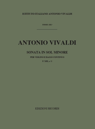 SONATA SOL MINORE PER VIOLINO E BASSO CONTINUO, R 13/F XIII:5 PARTITURA
