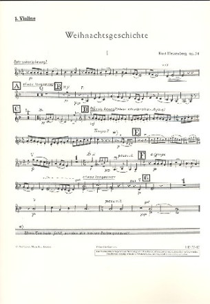 Weihnachtsgeschichte op. 54 fr gemischten Chor (SATB) mit Soli (STB) und Streichorchester, Flte  Einzelstimme - Violine I