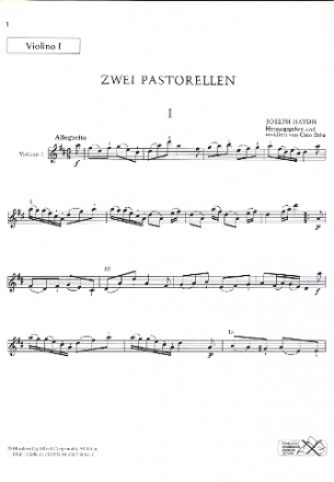 2 Pastorellen fr Sopran und Streichinstrumente Violine 1