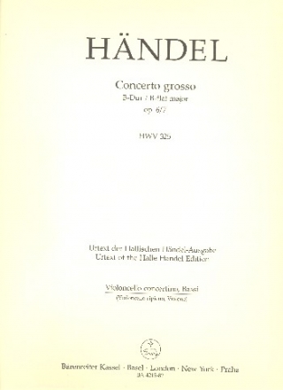 Concerto grosso B-Dur op.6,7 HWV325 fr Orchester Cello/Ba (solo und ripieno)