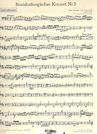 Brandenburgisches Konzert Nr.5 D-Dur BWV1050 fr Flte, Violine, Cembalo solo, Streicher und Bc Kontrabass