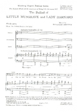 The Ballad of little Musgrave and Lady Barnard for male choir and piano score (en)