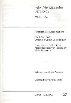 Hora est Responsorium e antiphona a 16 voci SSSSAAAATTTTBBBB und Orgel,  Chorpartitur (la)