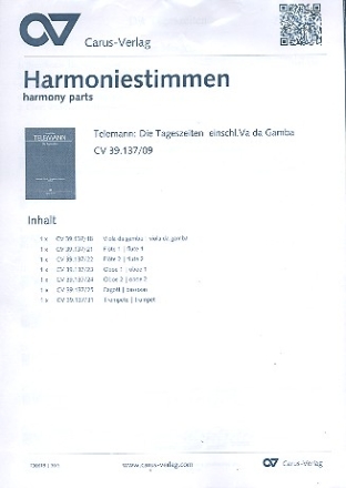 Die Tageszeiten fr Soli (SATB), Chor und Orchester Harmonie