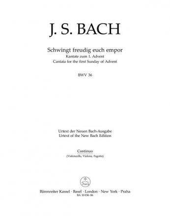 Schwingt freudig euch empor Kantate Nr.36 BWV36 Continuo (Cello/Ba/Fagott)