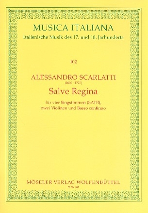 Salve Regina fr 4 Stimmen (SATB), 2 Violinen und Bc Partitur