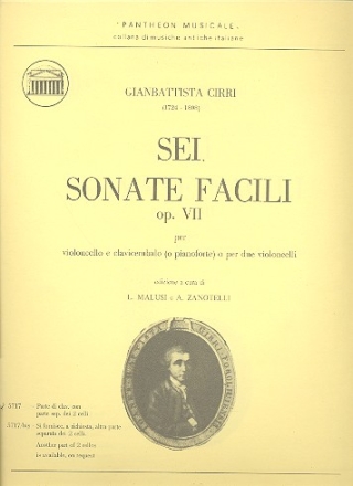 6 sonate op.7 per violoncello e clavicembalo (pianoforte) o per 2 violoncelli