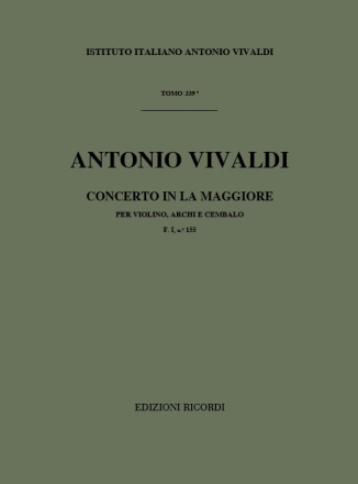 CONCERTO LA MAGGIORE F.I:155 PER VIOLINO, ARCHI E BC,  PARTITURA MAILIPIERO, GIAN FRANCESCO, ED