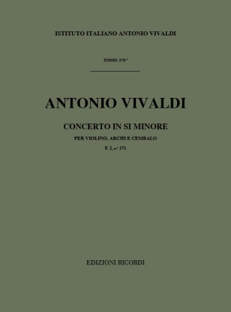 CONCERTO SI MINORE F.I:171 PER VIOLINO, ARCHI E BC,  PARTITURA MAILIPIERO, GIAN FRANCESCO, ED