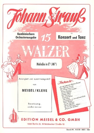 15 Walzer fr Konzert und Tanz fr Salonorchester Melodie in Es