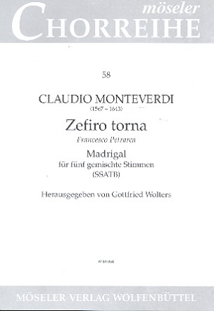 Zefiro torna Madrigal fr gem Chor (SSATB) Partitur