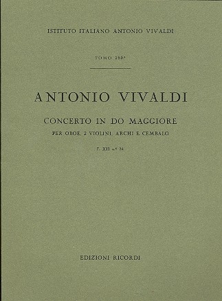 Concerto do maggiore F.XII34  per oboe, 2 violini, archi e cembalo partitura