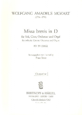 Missa brevis D-Dur KV194 fr Soli, Chor und Orchester Chorpartitur