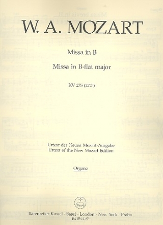 Missa brevis B-Dur KV275 fr Soli (SATB), Chor, 2 Violinen und Bc Orgel