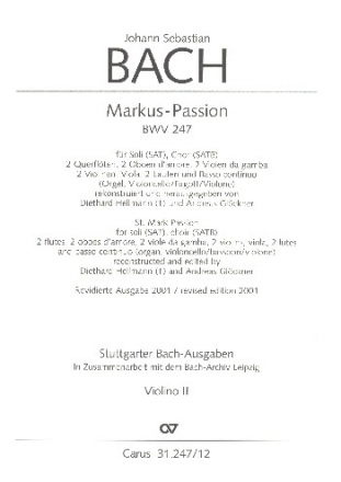 Markuspassion BWV247 , fr Soli, Chor und Orchester Violine 2