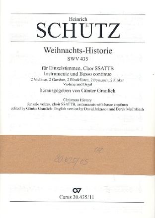 Weihnachts-Historie SWV435 fr Soli, gem Chor (SSATTB) und Orchester Stimmen