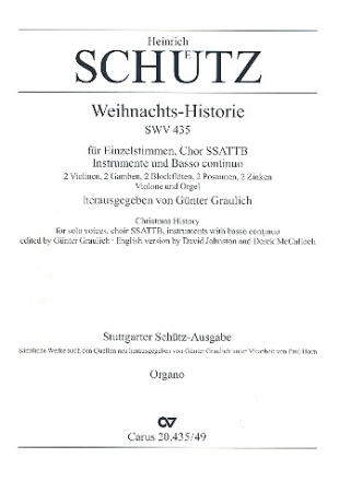 Weihnachts-Historie SWV435 fr Soli, gem Chor (SSATTB) und Orchester Orgel