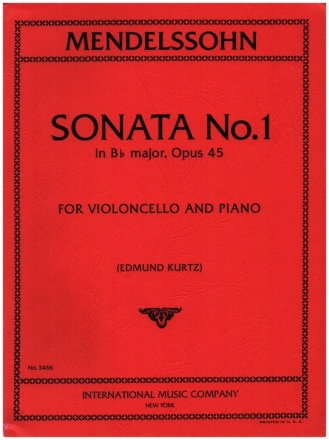 Sonata b flat major no.1 op.45 for violoncello and piano