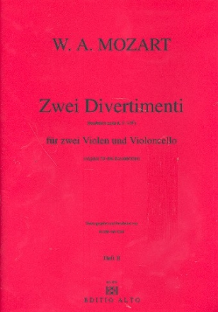 2 Divertimenti nach KV439b fr 2 Violen und Violoncello