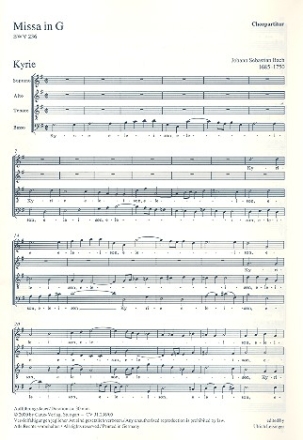 Missa G-Dur BWV236 fr Soli (SATB), Chor und Orchester, Chorpartitur