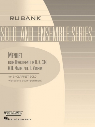 MENUET FROM DIVERTIMENTO D MAJOR KV334 B FLAT CLARINET AND PIANO VOXMAN, H., ARR.