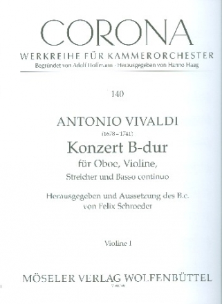 Konzert B-Dur fr Oboe, Violine, Streicher und Bc Stimmenset (3-3-2-3)