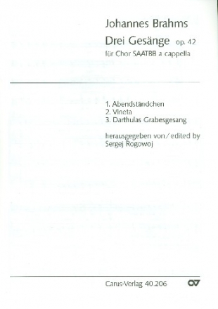 3 Gesnge op.42 fr gem Chor (SAATBB) a cappella Partiutur