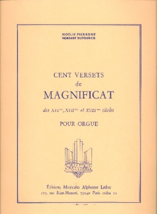 100 VERSETS DE MAGNIFICAT DES 16.-18. SIECLES POUR ORGUE PIERRONT, N., ED.