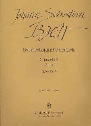 Brandenburgisches Konzert G-Dur Nr.3 BWV1048 fr Streicher Kontrabass (Violone)