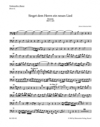 Singet dem Herrn ein neues Lied Motette BWV225 fr 2 gem Chre Cello