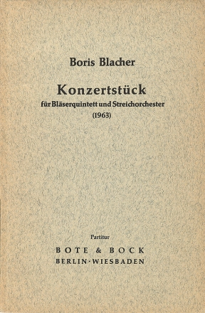 Konzertstck (1963) fr Blserquintett und Streichorchester Studienpartitur