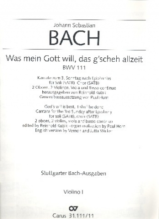 Was mein Gott will das gscheh allzeit Kantate Nr.111 BWV111 Violine 1