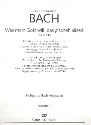 Was mein Gott will das gscheh allzeit Kantate Nr.111 BWV111 Violine 2