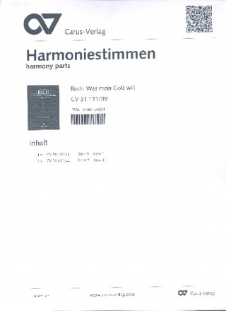 Was mein Gott will das gscheh allzeit Kantate Nr.111 BWV111 Harmonie