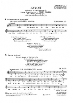 Noye's Fludde op. 59 fr Soli (ABarB), Sprecher, Kinderchor und Instrumente Einzelstimme