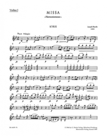 MISSA B-DUR, H. XXII:14 HARMONIEMESSE VIOLINE 1