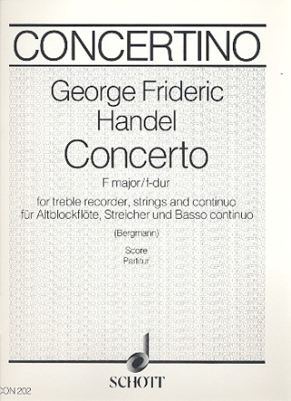 Concerto in F Major for treble recorder and strings score