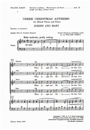 Joseph and Mary for mixed voices and piano KINSMAN, FRANKLIN, TEXT  Score (en)