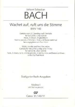 Wachet auf ruft uns die Stimme Kantate Nr.140 BWV140 Violine 1 mit Violino piccolo